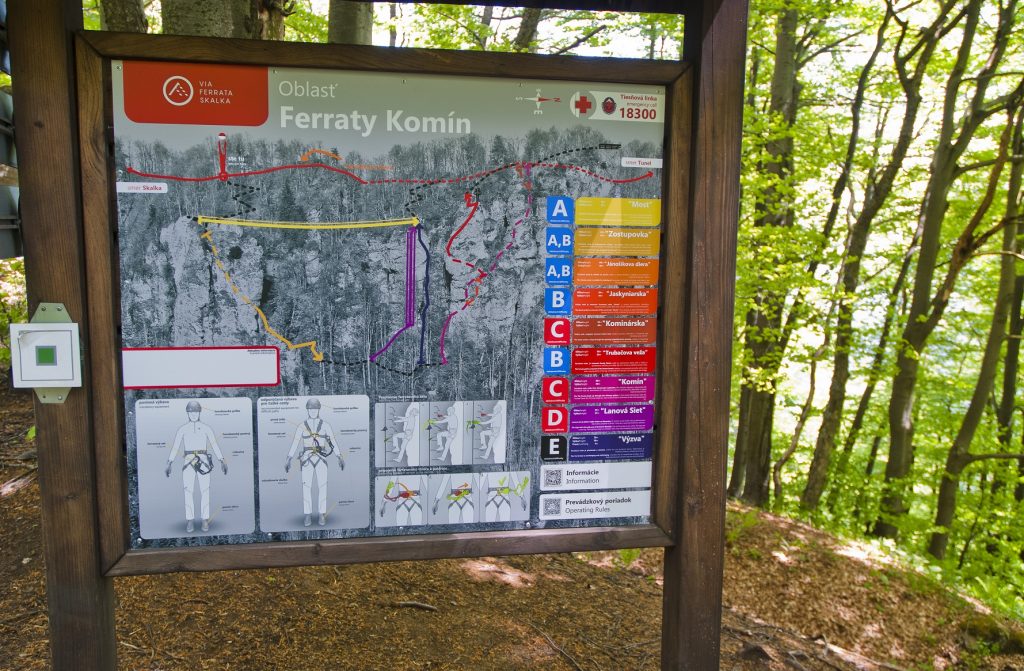 Informačná tabuľa na Via ferrate Komín